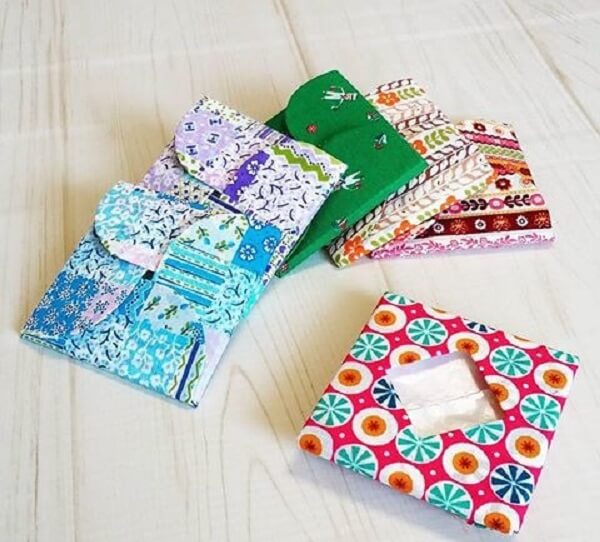 Crafts with milk carton and printed fabric