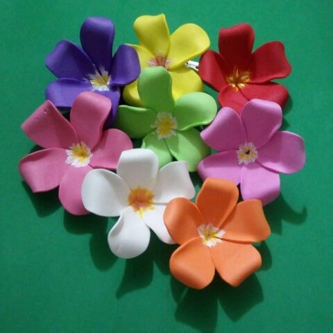 Simple and colorful EVA flowers with painted center.