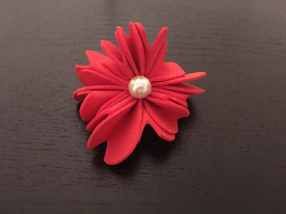 Invest in red EVA flowers with pearl in the center