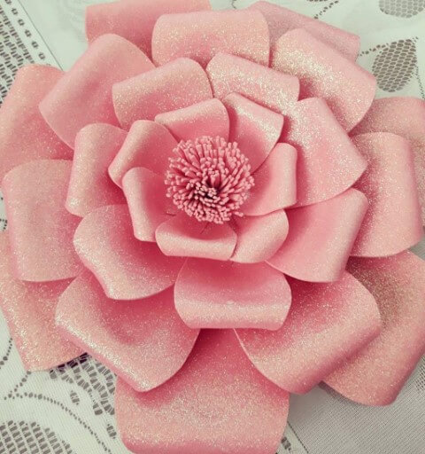 Large pink EVA flower with glitter