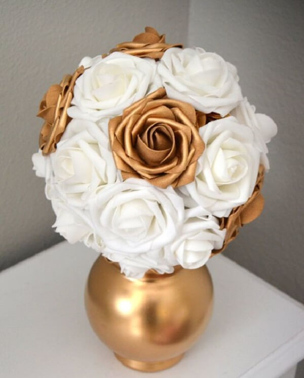 EVA flowers in shades of white and gold