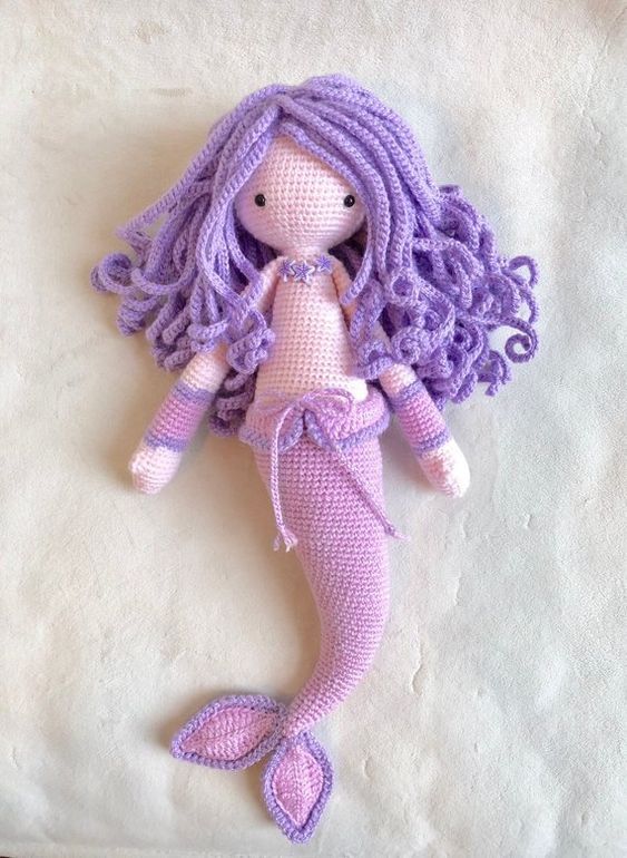 amigurumi - purple amigurumi mermaid