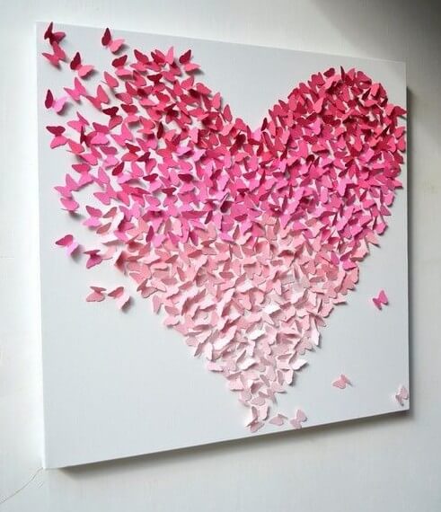 Decorative frame made with paper butterflies