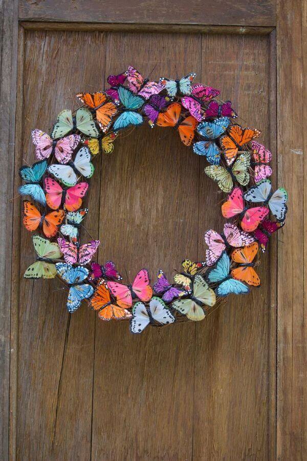 Wreath with paper butterflies