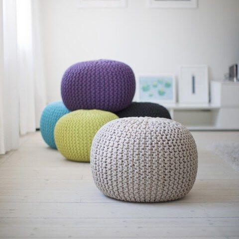 Round crochet pouf