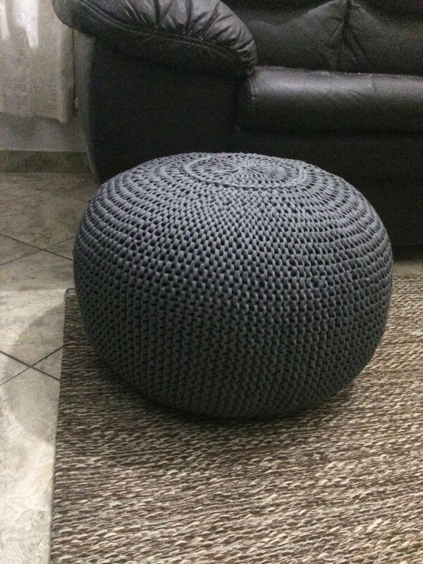 Crochet pouf for living room
