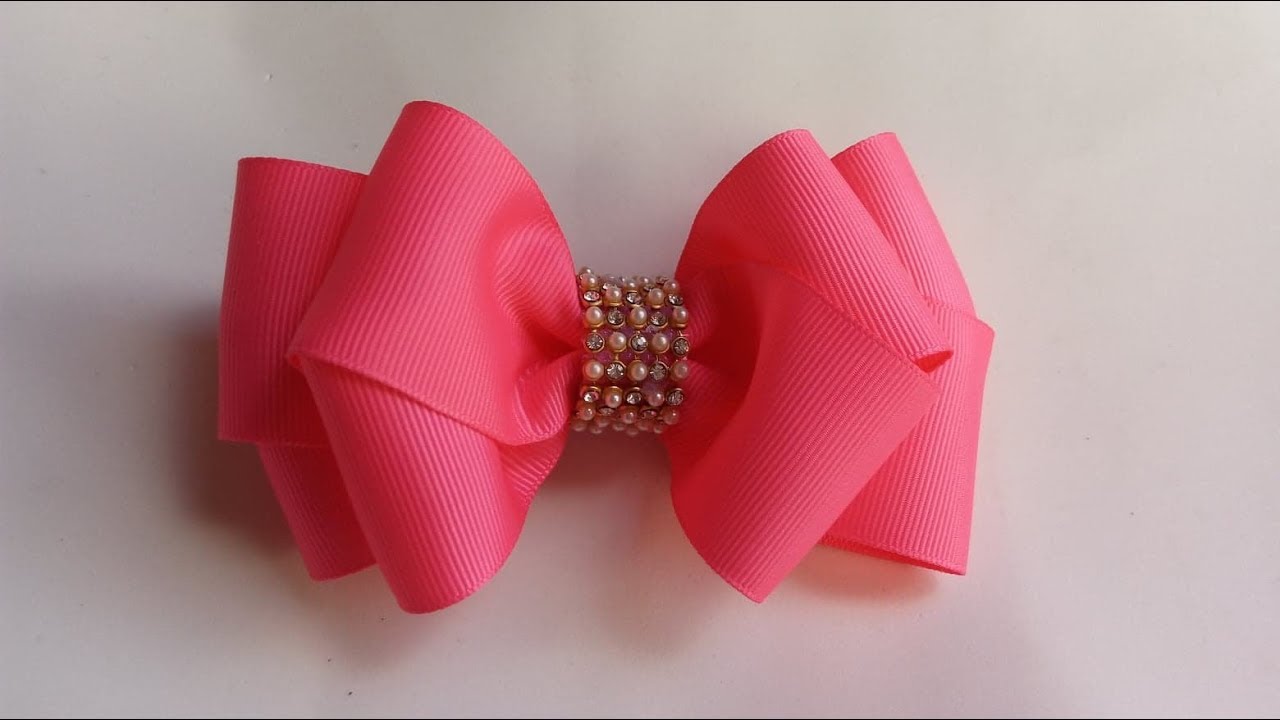 how to make ribbon bow - double pink ribbon bow