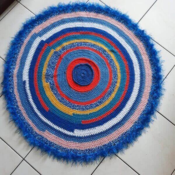 Colorful crochet rug with plush finish