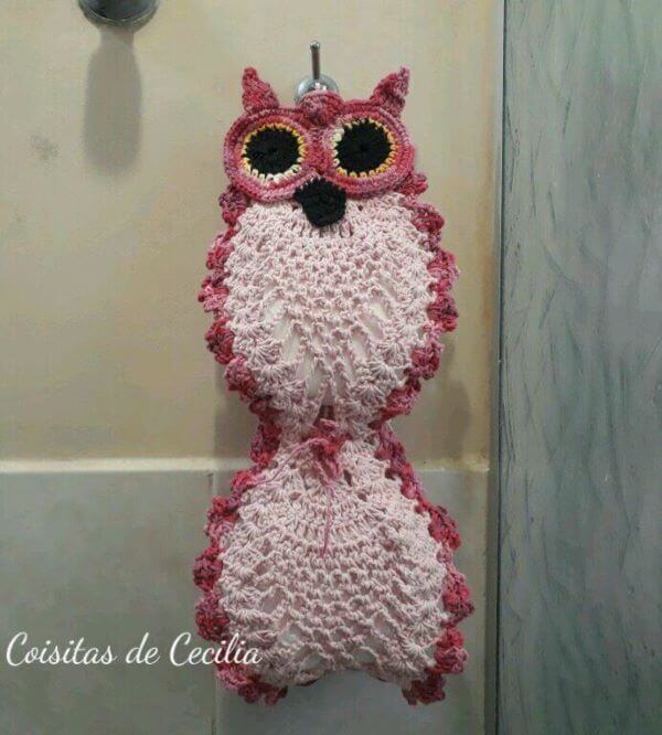 owl crochet toilet paper holder