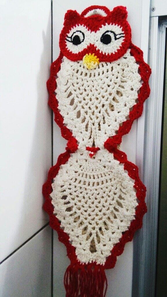 Crochet owl toilet paper holder
