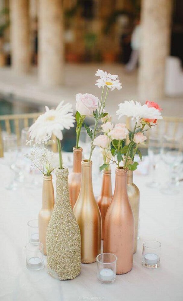 Copper decorated bottles for wedding