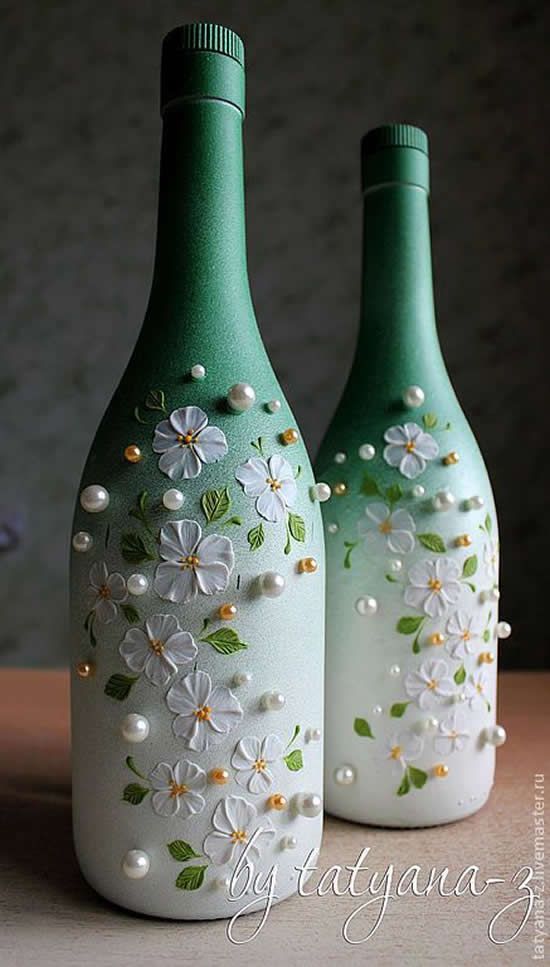 Decorated Bottles - green decorated bottles