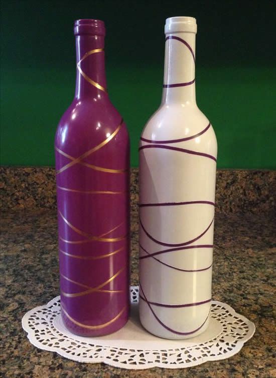 Decorated Bottles - Purple and White Bottles