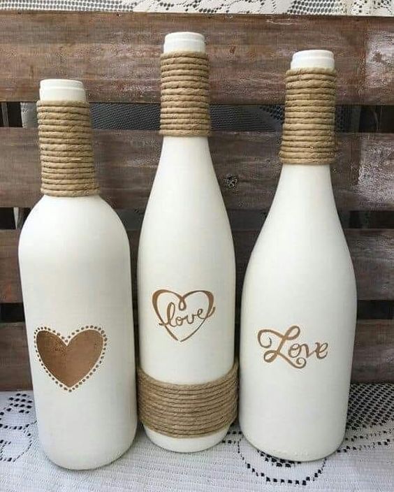 Decorated Bottles - bottles decorated with strings