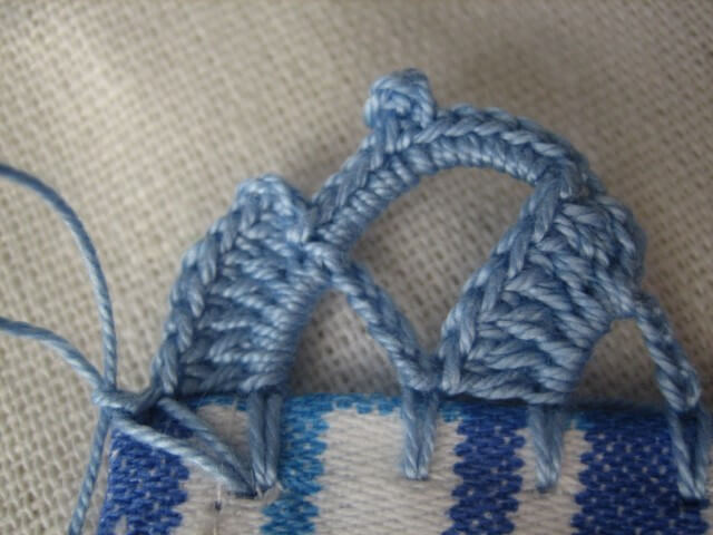 Blue crochet nozzle on fabric with blue details Photo of Crochet Passion