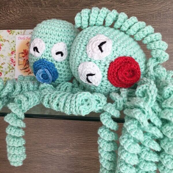 Crochet octopus with pacifiers