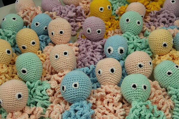 Crochet octopus for premature babies