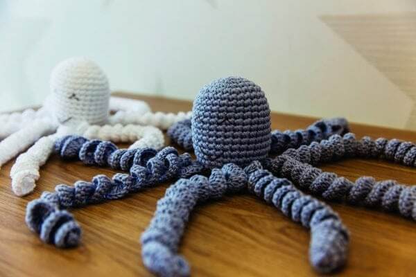 Delicate decoration with crochet octopuses