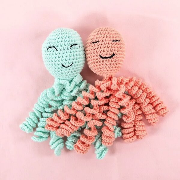 The crochet octopus is a playful toy