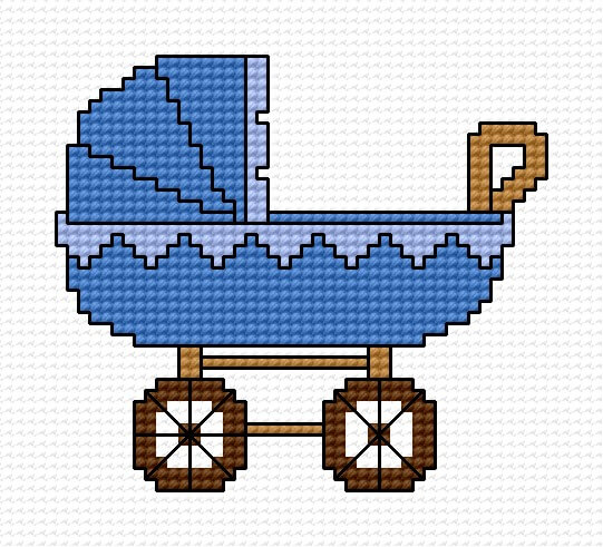 Cross stitch chart with baby stroller