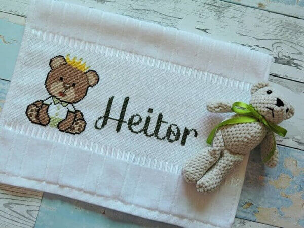 Cross stitch letters for children's towel
