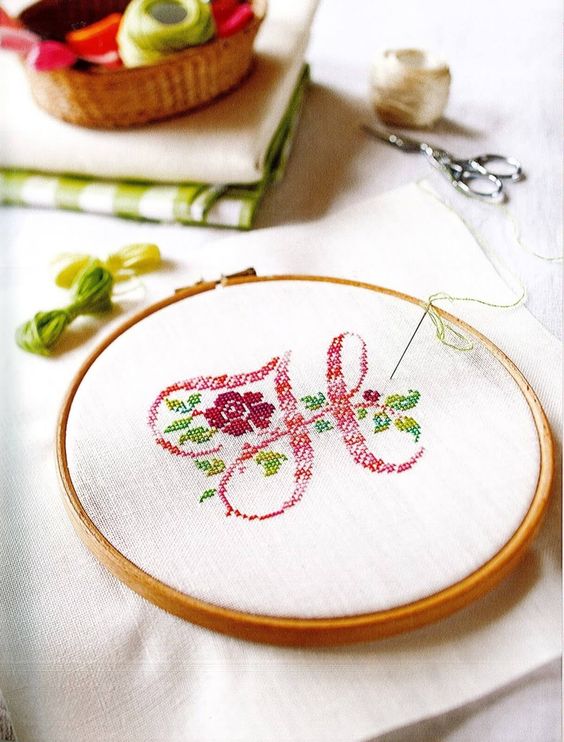 Embroidery cross stitch letters