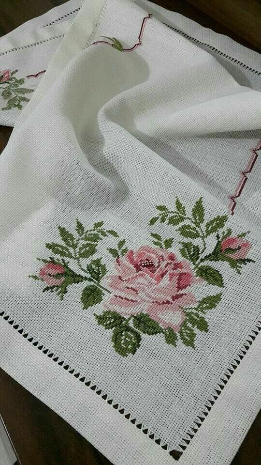 Tablecloth with cross stitch
