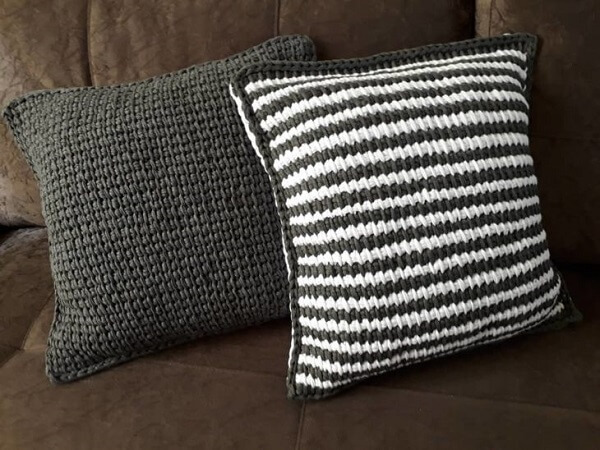 Tunisian crochet pillow