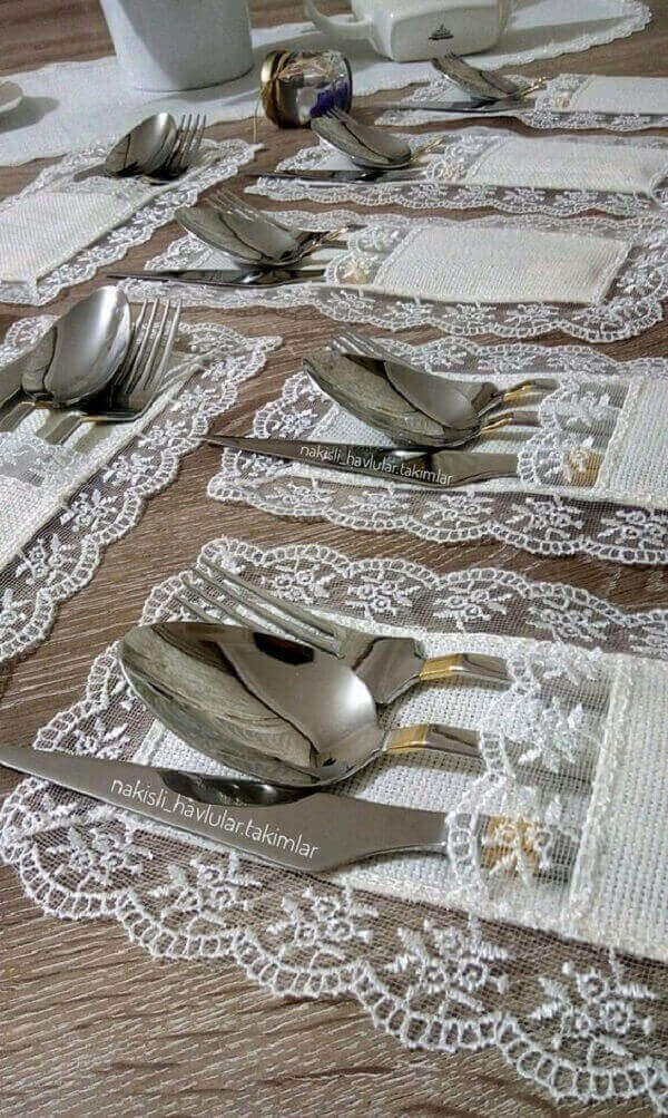Bring a special touch to the table using lace cutlery holder