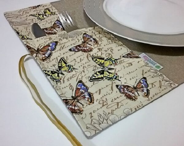 Butterfly prints for the fabric cutlery holder