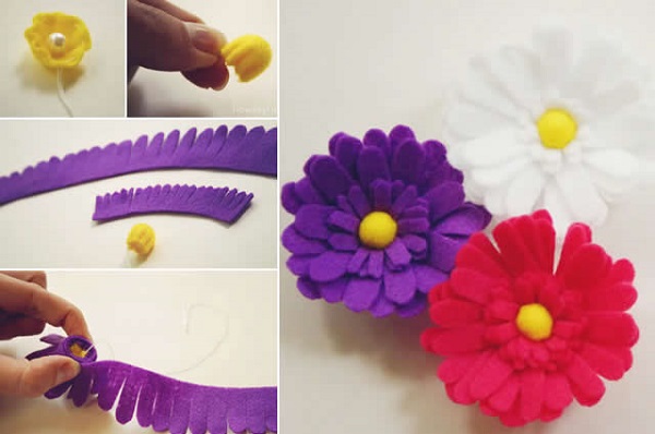 Felt flower keychain can be made of different colors