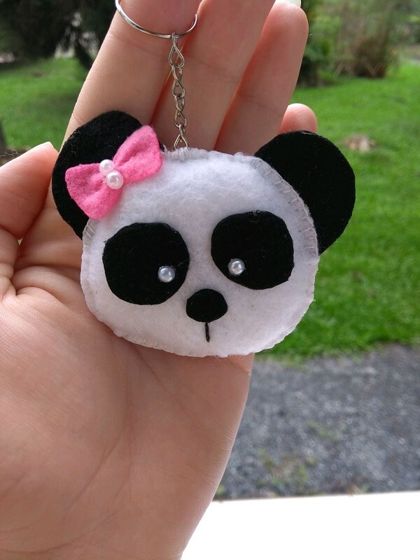 Felt keychain in panda shape