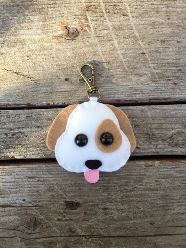 Cute Felt Dog Keychain