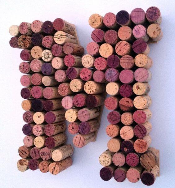 Letter templates with wine corks
