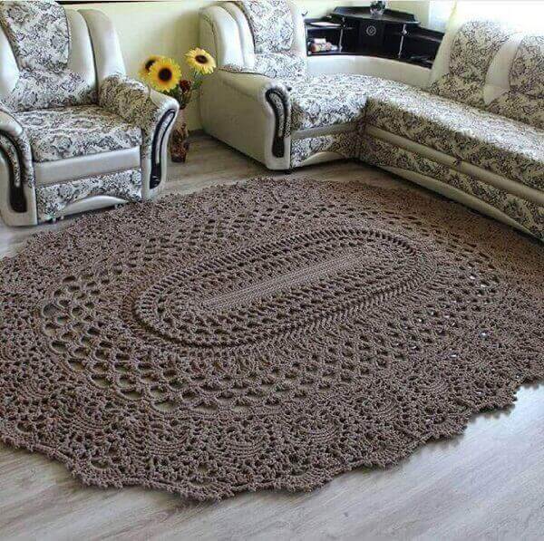 Handicrafts in general Brown crochet rug for living room