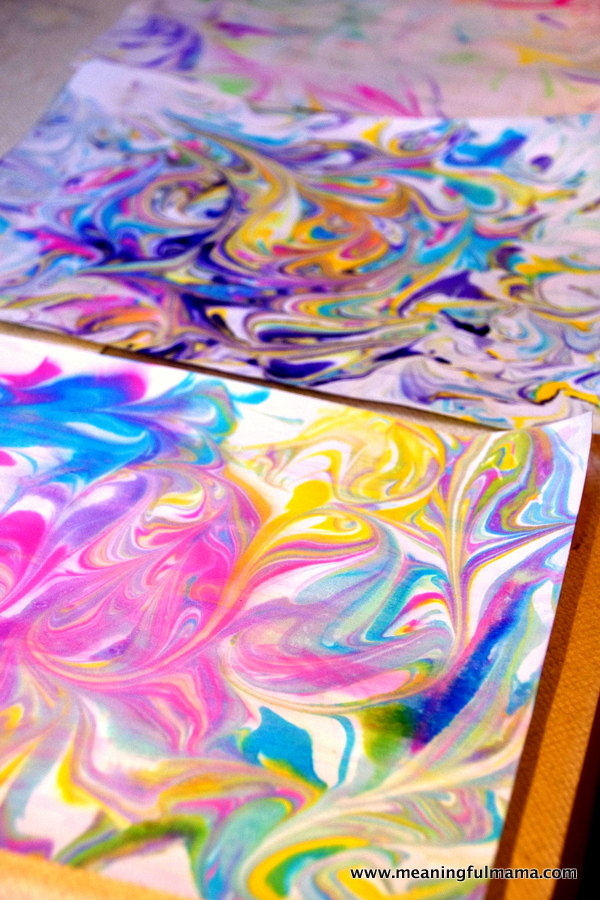 DIY How to make marbled paper with shaving foam