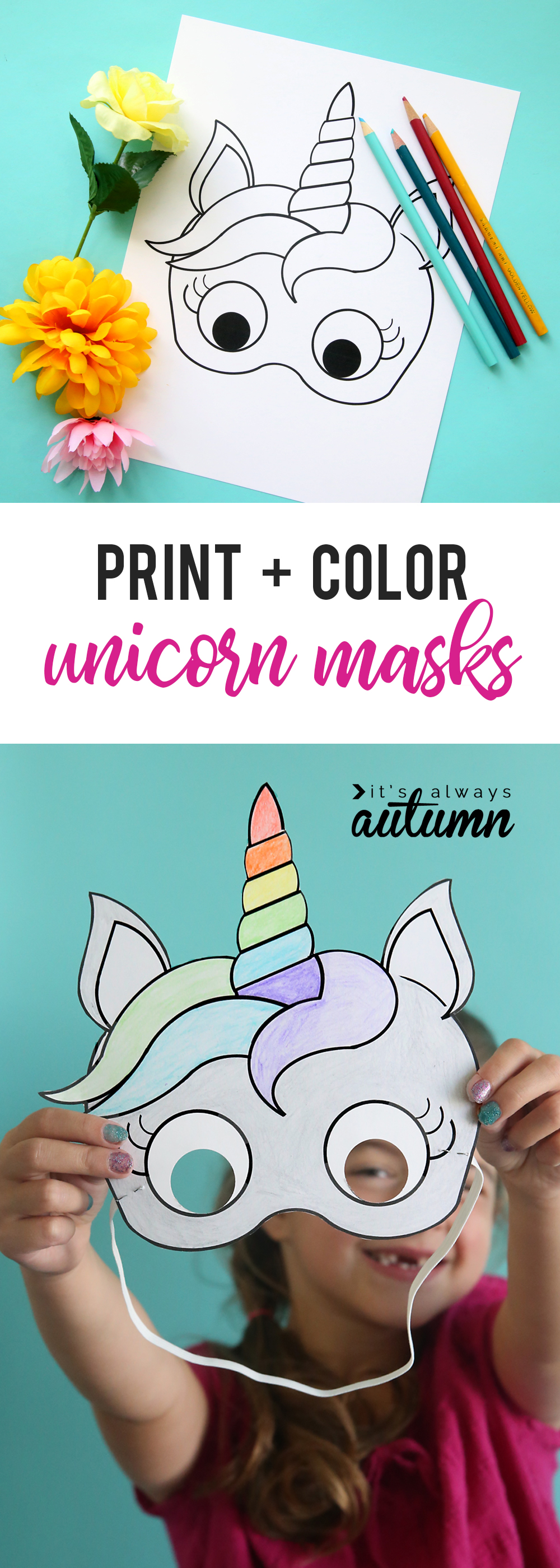 DIY halloween mask in the shape of a unicorn