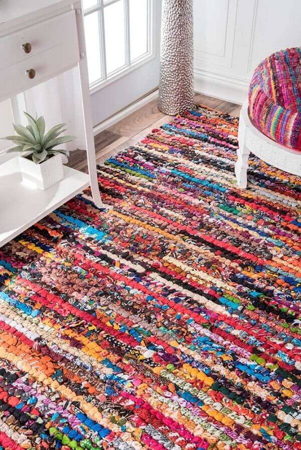 The colorful retail rug brings joy to the home decor