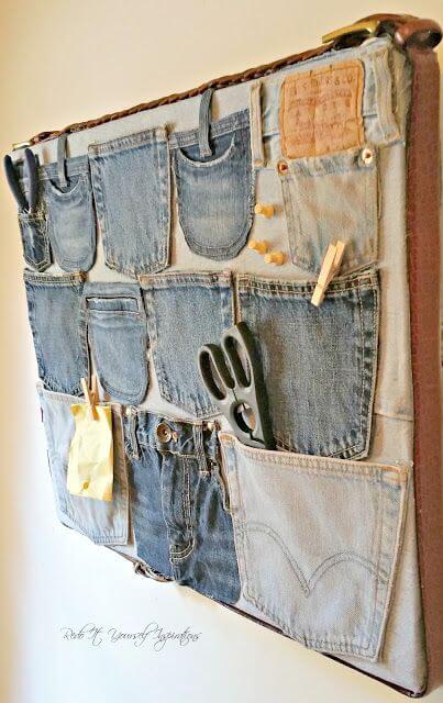 Artesanatos fáceis feito com bolso de calça jeans