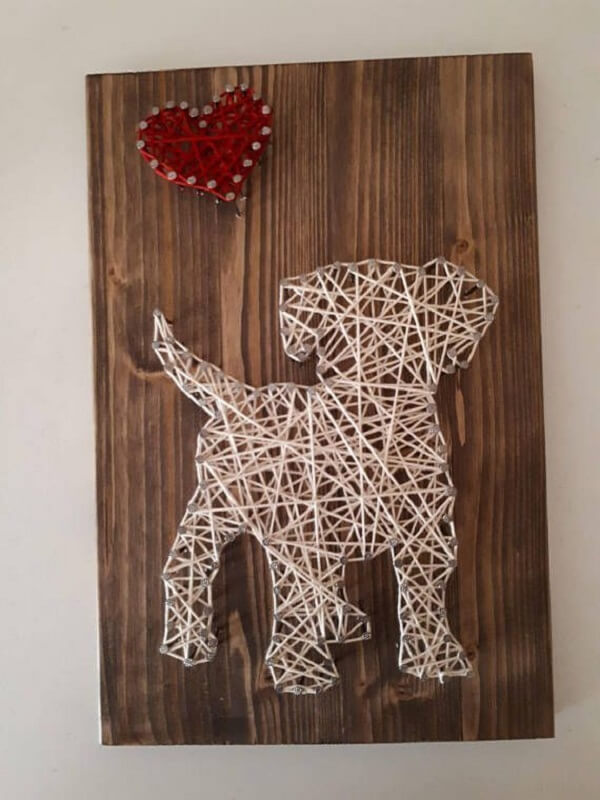 Molde string art em formato de cachorro