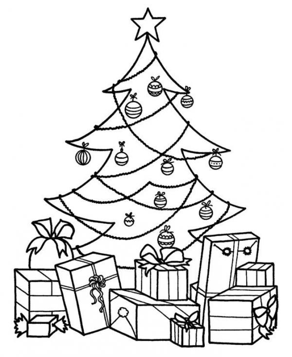 Christmas trees for coloring - Christmas tree for painting (with gifts)