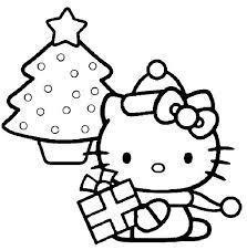 Christmas trees to color - Hello Kitty Christmas to color