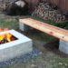cinder block and stucco fire pit