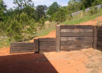 railroad tie retaining wall