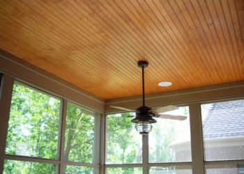 stained pine beadboard ceiling