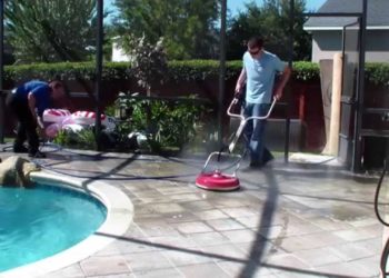 How do you pressure wash a pool?