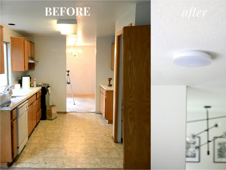 replacing fluorescent light fixtures in the kitchen