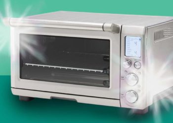 How do I clean the heating element in my toaster oven?