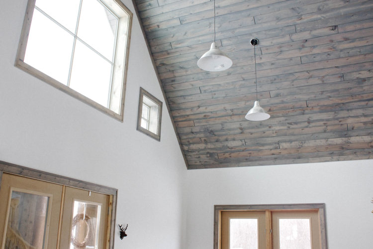 staining tongue and groove ceiling