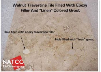 How do you fill travertine holes with epoxy?